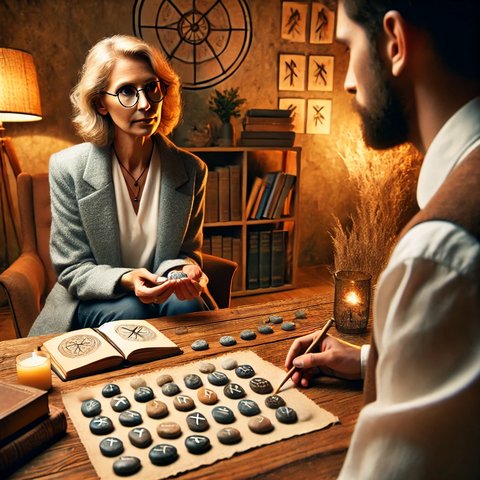Психологический сеанс, где терапевт использует руны, как инструмент самопознания Психологический сеанс, где терапевт использует руны, как инструмент самопознания